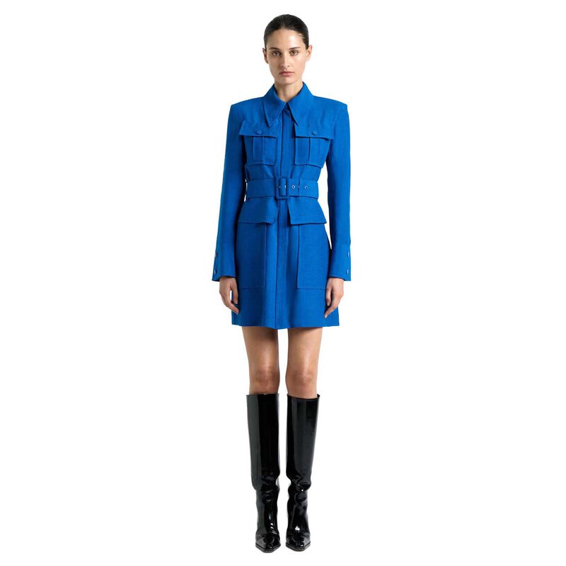 Cue Blue Viscose Blend Utility Mini Dress image number 0
